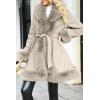 imageBellivera Womens Wool Pea Coat Faux Fur Jacket Winter Warm Parka Overcoat with BeltKhaki Wool