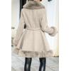 imageBellivera Womens Wool Pea Coat Faux Fur Jacket Winter Warm Parka Overcoat with BeltKhaki Wool
