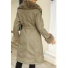 imageBellivera Womens Wool Pea Coat Faux Fur Jacket Winter Warm Parka Overcoat with BeltKhaki Wool Long