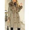 imageBellivera Womens Wool Pea Coat Faux Fur Jacket Winter Warm Parka Overcoat with BeltKhaki Wool Long