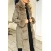 imageBellivera Womens Wool Pea Coat Faux Fur Jacket Winter Warm Parka Overcoat with BeltKhaki Wool Long