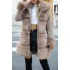 imageBellivera Womens Wool Pea Coat Faux Fur Jacket Winter Warm Parka Overcoat with BeltKhaki Wool Mid Length