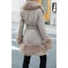 imageBellivera Womens Wool Pea Coat Faux Fur Jacket Winter Warm Parka Overcoat with BeltKhaki Wool Mid Length