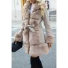 imageBellivera Womens Wool Pea Coat Faux Fur Jacket Winter Warm Parka Overcoat with BeltKhaki Wool Mid Length