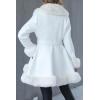 imageBellivera Womens Wool Pea Coat Faux Fur Jacket Winter Warm Parka Overcoat with BeltWhite Wool