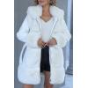 imageBellivera Womens Wool Pea Coat Faux Fur Jacket Winter Warm Parka Overcoat with BeltWhite Wool Mid Length