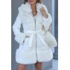 imageBellivera Womens Wool Pea Coat Faux Fur Jacket Winter Warm Parka Overcoat with BeltWhite Wool Mid Length