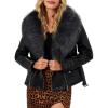 imageBellivera Womens Faux Leather Jacket Moto Biker SherpaLined Coat with Removable Fur CollarBlack Faux Fur