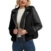 imageBellivera Womens Faux Leather Jacket Moto Biker SherpaLined Coat with Removable Fur CollarBlack Lapel
