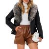 imageBellivera Womens Faux Leather Jacket Moto Biker SherpaLined Coat with Removable Fur CollarBlackgray