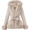 imageBellivera Womens Trench Coat Faux Suede Jacket Winter Hooded Overcoat with Belt