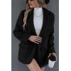 imageBellivera Womans Faux Leather Blazer Open Front Business Casual Jacket MidLength Spring Fashion Coat with PocketsBlack Blazer