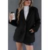imageBellivera Womans Faux Leather Blazer Open Front Business Casual Jacket MidLength Spring Fashion Coat with PocketsBlack Blazer