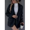 imageBellivera Womans Faux Leather Blazer Open Front Business Casual Jacket MidLength Spring Fashion Coat with PocketsBlue Blazer