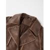 imageBellivera Women Trench Coat Long Loose Jacket Faux PU Leather Oversize Classic Lapel Overcoat with BeltGlossy Brown