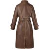 imageBellivera Women Trench Coat Long Loose Jacket Faux PU Leather Oversize Classic Lapel Overcoat with BeltGlossy Brown