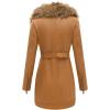 imageBellivera Womens Trench Coat Faux Leather Jackets Winter Long Sleeve Outwear with Detachable Fur Collar
