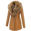 imageBellivera Womens Trench Coat Faux Leather Jackets Winter Long Sleeve Outwear with Detachable Fur Collar