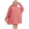 imageBellivera Wearable Blanket Sweatshirt Women House Coat and Men Warm Cozy Big Faux Fleece Blanket Hoodie Fur Blanket with Giant Pocket One Size Fits All 8801 Pink