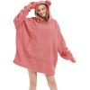 imageBellivera Wearable Blanket Sweatshirt Women House Coat and Men Warm Cozy Big Faux Fleece Blanket Hoodie Fur Blanket with Giant Pocket One Size Fits All 8801 Pink