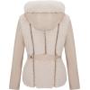 imageBellivera Women Faux Fur Leather Jacket Short Belted Spring Winter Fashion Warm Motorcycle Biker Coat Furry Hooded Outwear 516 Beige XL