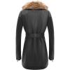 imageBellivera Womens Trench Coat Faux Leather Jackets Long Plus size Outwear with Detachable Fur Collar 912 BlackYellow M