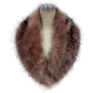 imageBellivera Women Faux Fur Collar Neck Warm Fashion Retro Scarf Wrap for Winter Pink R16
