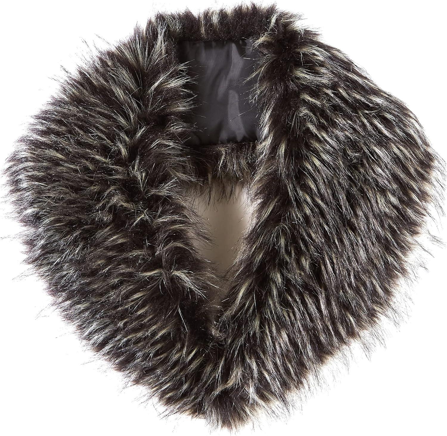 imageBellivera Women Faux Fur Collar Neck Warm Fashion Retro Scarf Wrap for Winter Black R02