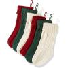 imageBellivera Christmas Stockings 6 Pack Large Size Cable Knitted Xmas Stockings 18 inch Personalized Heart Red ampamp White ampamp Green Hanging Stockings Set for Christmas Decorations