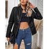 imageBellivera Faux Leather Jacket Women Motorcycle Zipper Bomber PU Bike Coat with PocketsBlack Casual Jacket