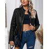 imageBellivera Faux Leather Jacket Women Motorcycle Zipper Bomber PU Bike Coat with PocketsBlack Casual Jacket