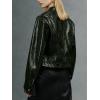imageBellivera Faux Leather Jacket Women Motorcycle Zipper Bomber PU Bike Coat with PocketsGreen Faux Leather Jacket
