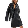 imageBellivera Women Faux Leather Jacket Studded Rivet Floral Moto Biker CoatBlack Embroidered Jacket