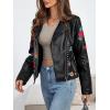 imageBellivera Women Faux Leather Jacket Studded Rivet Floral Moto Biker CoatBlack Floral Jacket