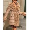 imageBellivera Women Faux Leather Winter Trendy puffer jacket waterresistant Thicken Bubble Coat with Fur Hood and BeltApricot