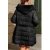 imageBellivera Women Faux Leather Winter Trendy puffer jacket waterresistant Thicken Bubble Coat with Fur Hood and BeltBlack
