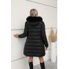 imageBellivera Women Faux Leather Winter Trendy puffer jacket waterresistant Thicken Bubble Coat with Fur Hood and BeltCoal Black