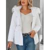 imageBellivera Women Twill Parka Jacket Winter Trendy Warm Hood Coat with Faux Fur CollarWhite
