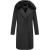 imageBellivera Women Wool Jacket Blend Winter Mid Long Trench Coat Warm Pea OvercoatBlack With Collar