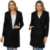 imageBellivera Women Wool Jacket Blend Winter Mid Long Trench Coat Warm Pea OvercoatBlack With Collar
