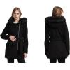 imageBellivera Women Wool Jacket Blend Winter Mid Long Trench Coat Warm Pea OvercoatBlack With Collar Coat