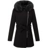imageBellivera Women Wool Jacket Blend Winter Mid Long Trench Coat Warm Pea OvercoatBlack With Collar Coat