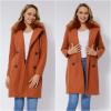 imageBellivera Women Wool Jacket Blend Winter Mid Long Trench Coat Warm Pea OvercoatBrown With Collar
