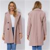 imageBellivera Women Wool Jacket Blend Winter Mid Long Trench Coat Warm Pea OvercoatPink With Collar