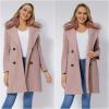imageBellivera Women Wool Jacket Blend Winter Mid Long Trench Coat Warm Pea OvercoatPink With Collar