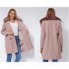 imageBellivera Women Wool Jacket Blend Winter Mid Long Trench Coat Warm Pea OvercoatPink With Collar