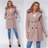 imageBellivera Women Wool Jacket Blend Winter Mid Long Trench Coat Warm Pea OvercoatPink With Collar