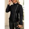 imageBellivera Womens Cropped Faux Leather Jacket Bomber Casual Zip Up Coat PU Moto Bike Outwear with PocketsBlack Stand Collar