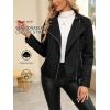 imageBellivera Womens Cropped Faux Leather Jacket Bomber Casual Zip Up Coat PU Moto Bike Outwear with PocketsBlack Stand Collar