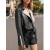 imageBellivera Womens Cropped Faux Leather Jacket Bomber Casual Zip Up Coat PU Moto Bike Outwear with PocketsBlack White Studded